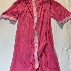 Vintage Pink Lace-Trim Nightgown